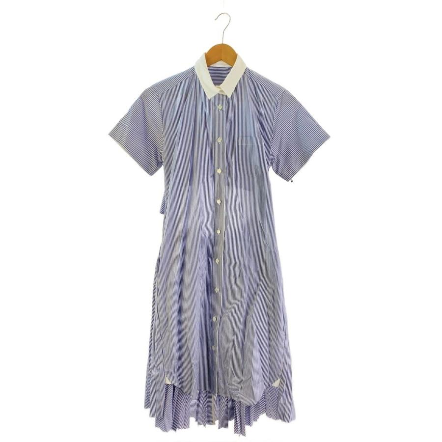 sacai◇シャツワンピース/2/コットン/BLU/ストライプ/16-02581