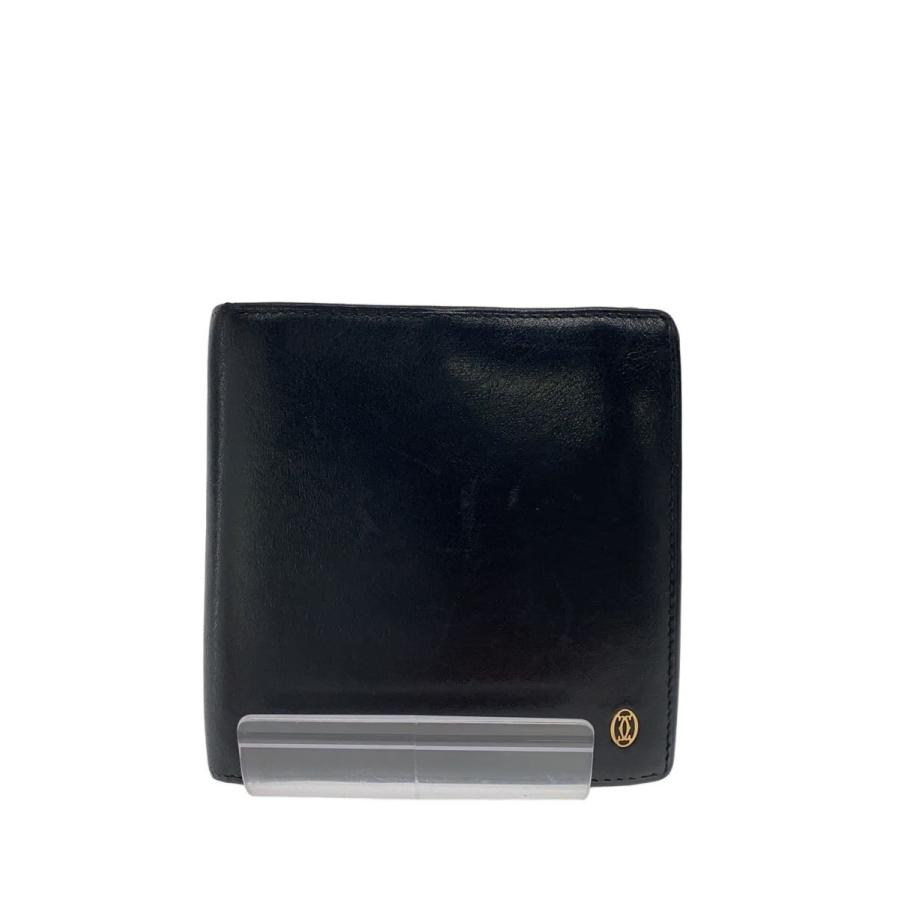 Cartier 二つ折り財布 黒 レザー Cartier カルティエ 財布 メンズ ブランド パシャ 二つ折り財布