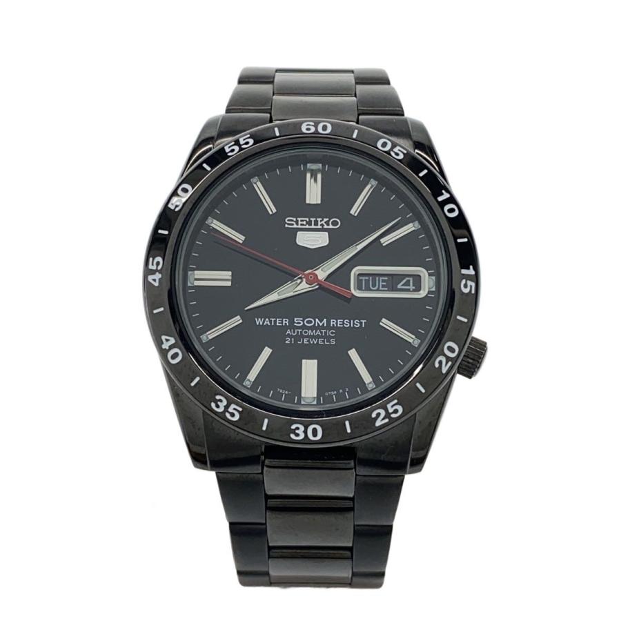 SEIKO◇SEIKO5/自動巻腕時計/アナログ/ステンレス/BLK/BLK/7S26-02T0