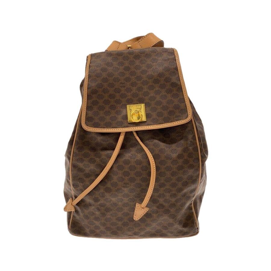 CELINE マカダム柄　リュック　セリーヌ　レザー　ブラウン CELINE◇CELINE セリーヌ リュック/レザー/BRW/総柄/マカダム/OLD