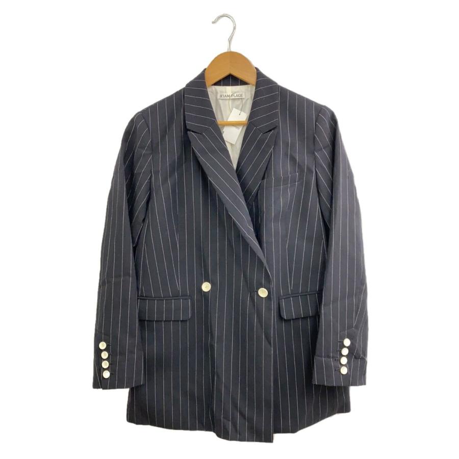R'IAM-PLAGE◇テーラードジャケット/38/ウール/ブラック/ストライプ