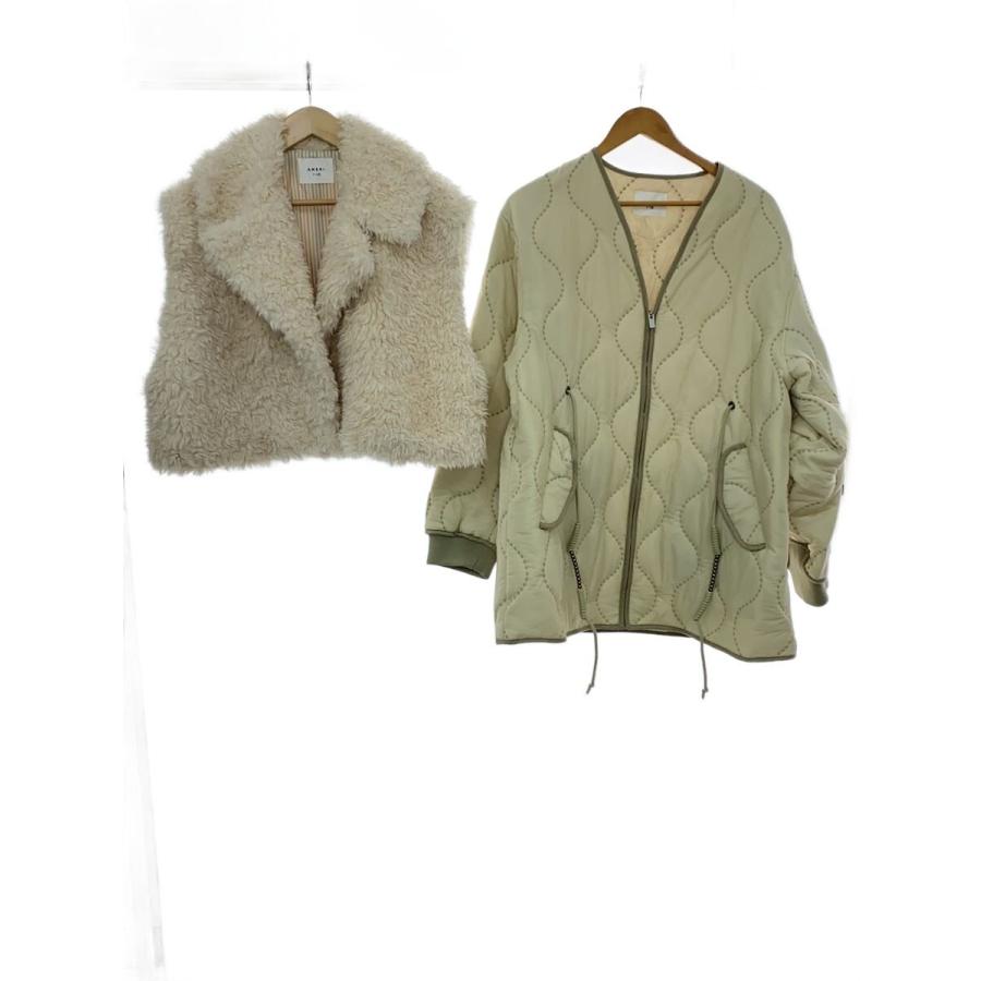 AMERI◇コート/FREE/--/BEG/0124207930860/BOA VEST SET QUILTING COAT 