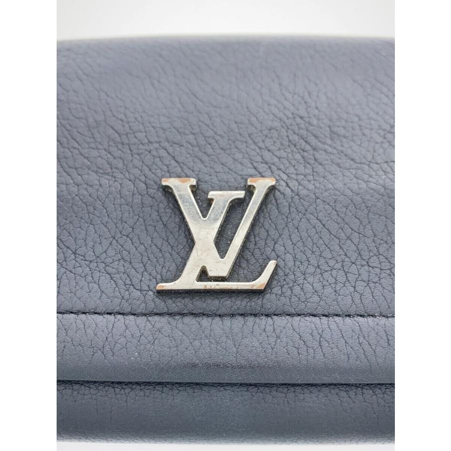 LOUIS VUITTON◇ポルト・フォイユ・ロックミーII・コンパクト_BLK/牛革