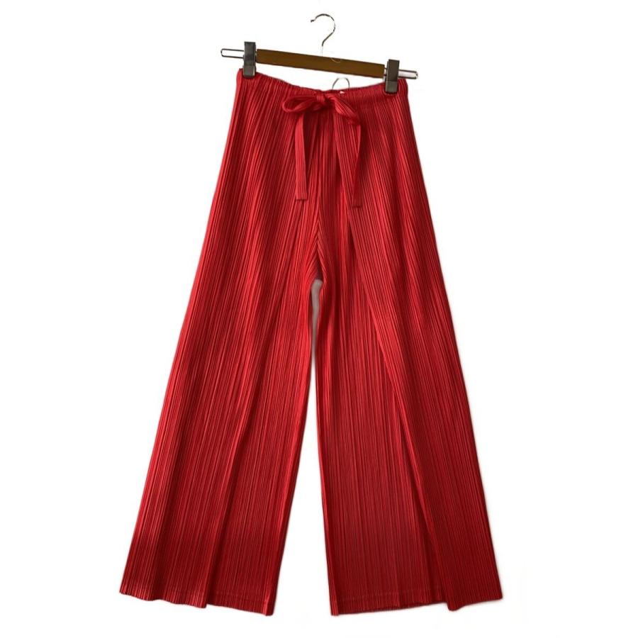 PLEATS PLEASE ISSEY MIYAKE◇ワイドパンツ/4/ポリエステル/RED/PP06