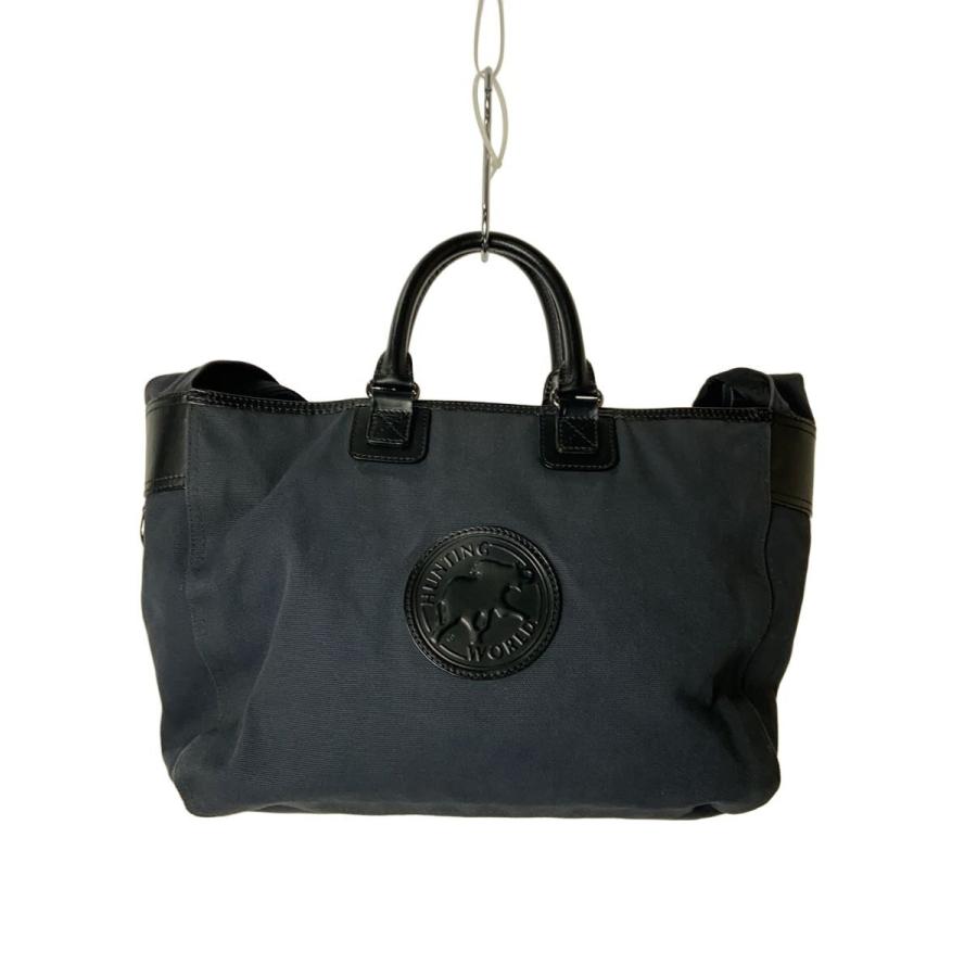 ✨未使用✨ HUNTING WORLD トートバッグ HUNTING WORLD◇トートバッグ/キャンバス/NVY/レザー部分劣化有