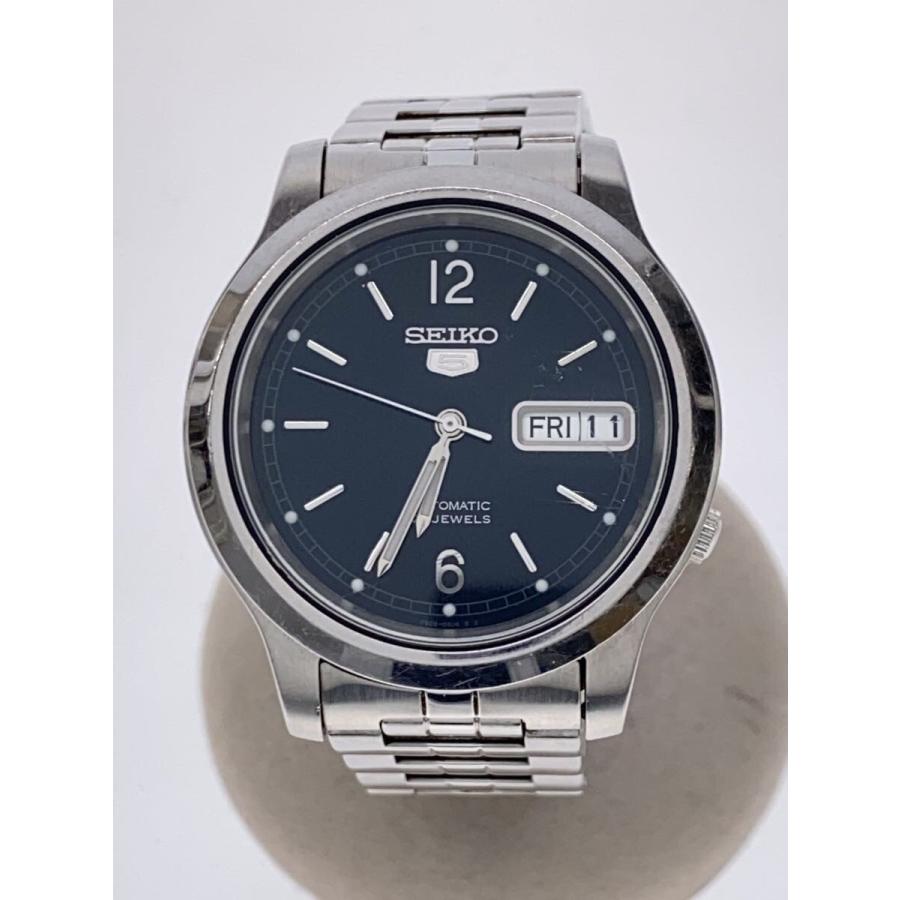 SEIKO◇ガラス面キズ有/自動巻腕時計/アナログ/ステンレス/NVY/SLV