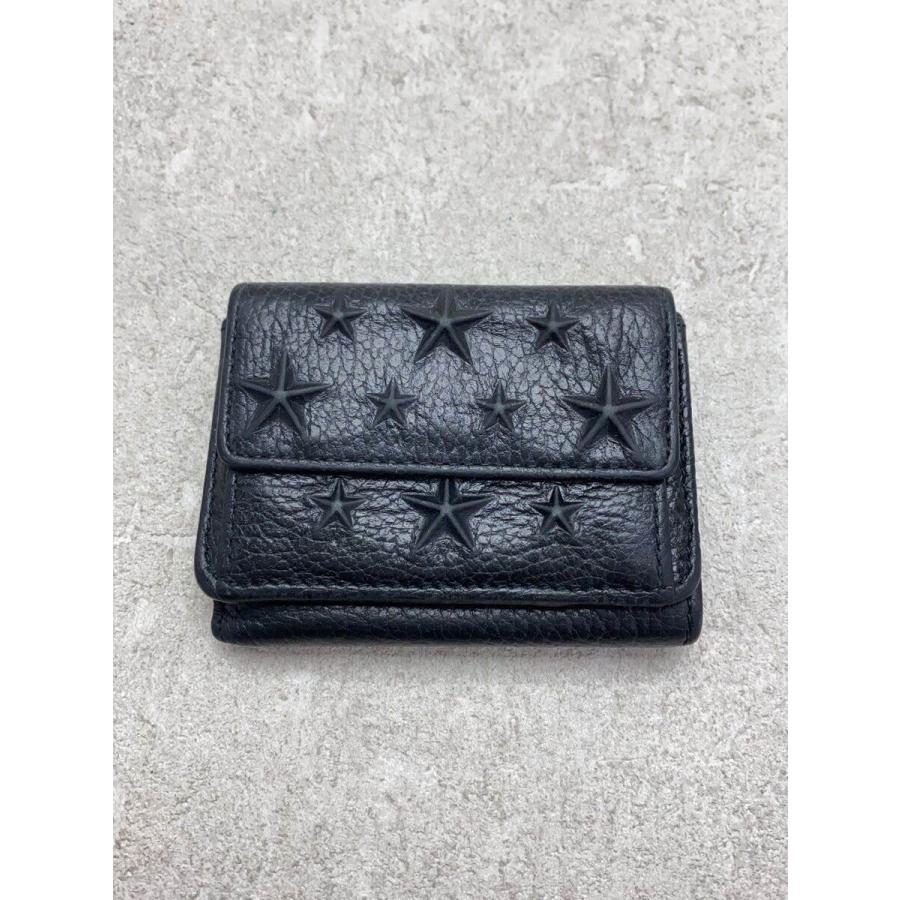 JIMMY CHOO ブラック三つ折り財布 JIMMY CHOO◇3つ折り財布/レザー/BLK/メンズ/スモールウォレット