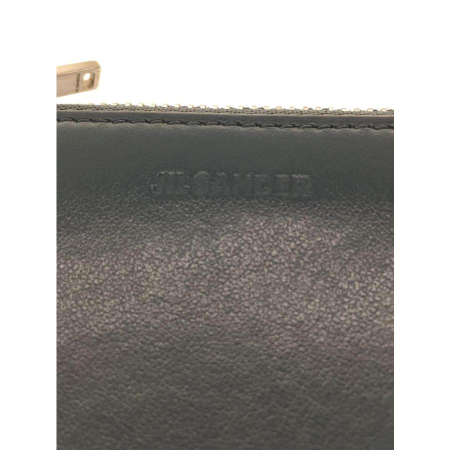 JIL SANDER◇POCKET ZIP AROUND WALLET/財布/レザー/GRY/無地/メンズ