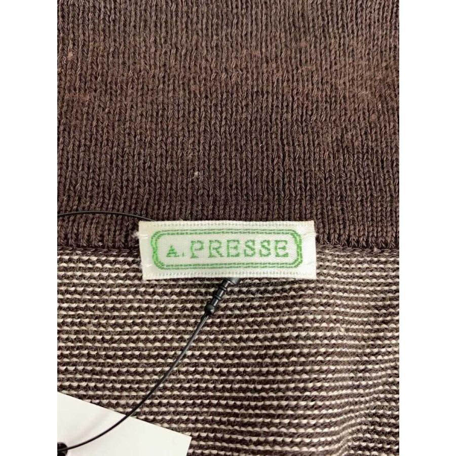 A.PRESSE◇ポロシャツ/3/コットン/BRW/ボーダー/24SAP-03-03K