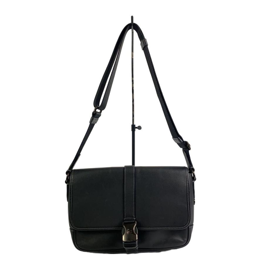 COACH◇メッセンジャーバッグ/ショルダーバッグ/レザー/BLK/無地/CU042
