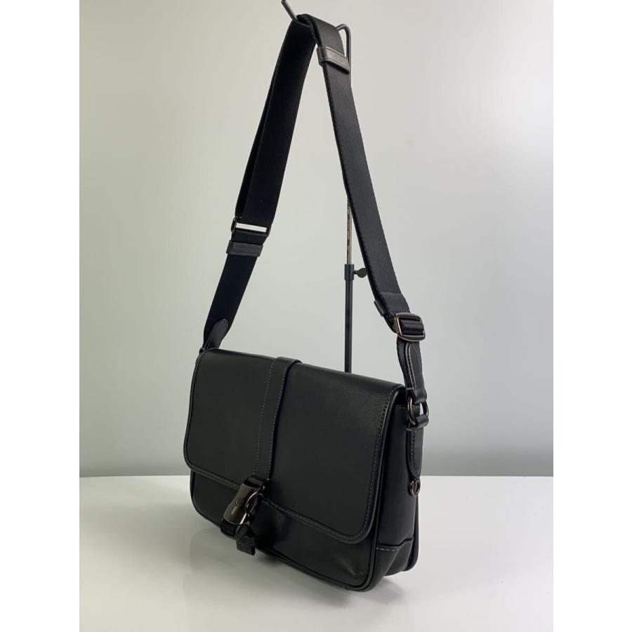 COACH◇メッセンジャーバッグ/ショルダーバッグ/レザー/BLK/無地/CU042