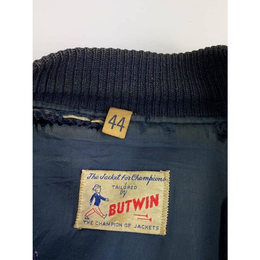 60s 白タグ BUTWIN スタジャン ブルー 44 BUTWIN◇60〜70s/アームレザー/スタジャン/44/NVY// : セカンド