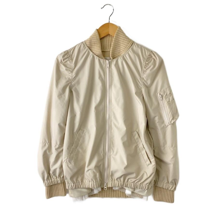 Sacai MA-1ジャケット ベージュストライプ sacai◇09年モデル/ニットドッキングレイヤードMA-1/ジャケット/2