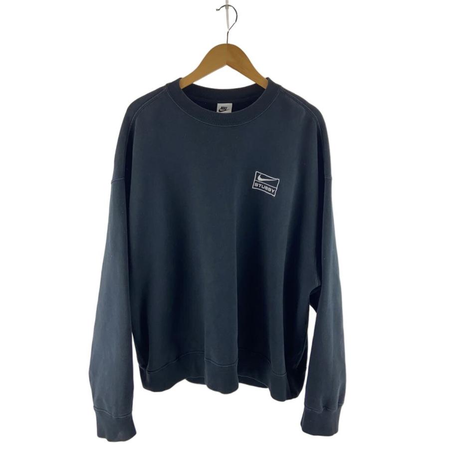 NIKE◇×STUSSY/Wash Crew Fleece Black/スウェット/XL/コットン/BLK 