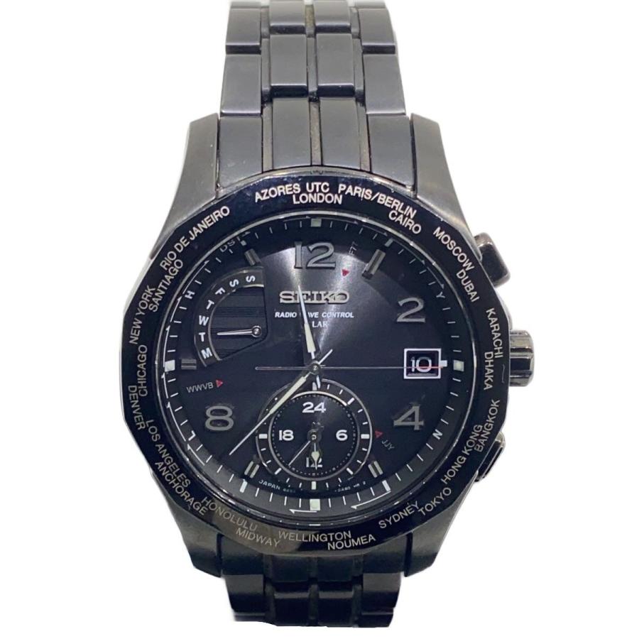 seiko セイコー BRIGHTZ ワールドタイム SEIKO◇Brightz World Time/ソーラー腕時計/アナログ/チタン/BLK/BLK