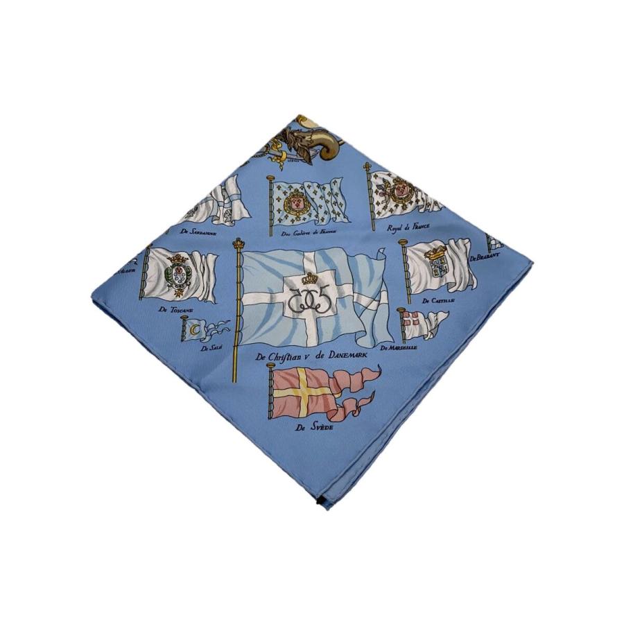 HERMES エルメス カレ45 ネイビー系 スカーフ ガヴロッシュ 美品 HERMES◇スカーフ/シルク/BLU/総柄/レディース/カレ45/ガヴロッシュ/船