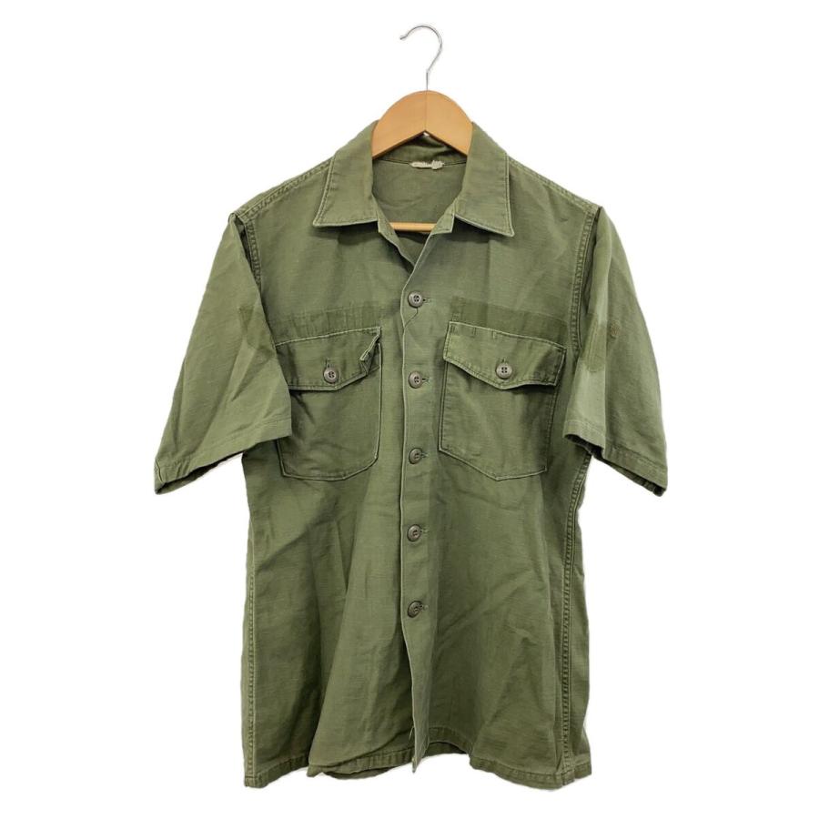 US.ARMY◇60s/ユーティリティシャツ/半袖シャツ/コットンサテン/カーキ