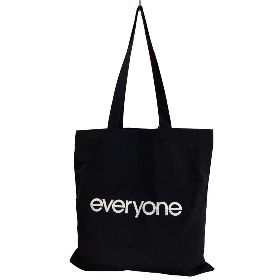 everyone ブラックトートバッグ everyone◇Nylon Logo Tote Bag/トートバッグ/ナイロン/ブラック
