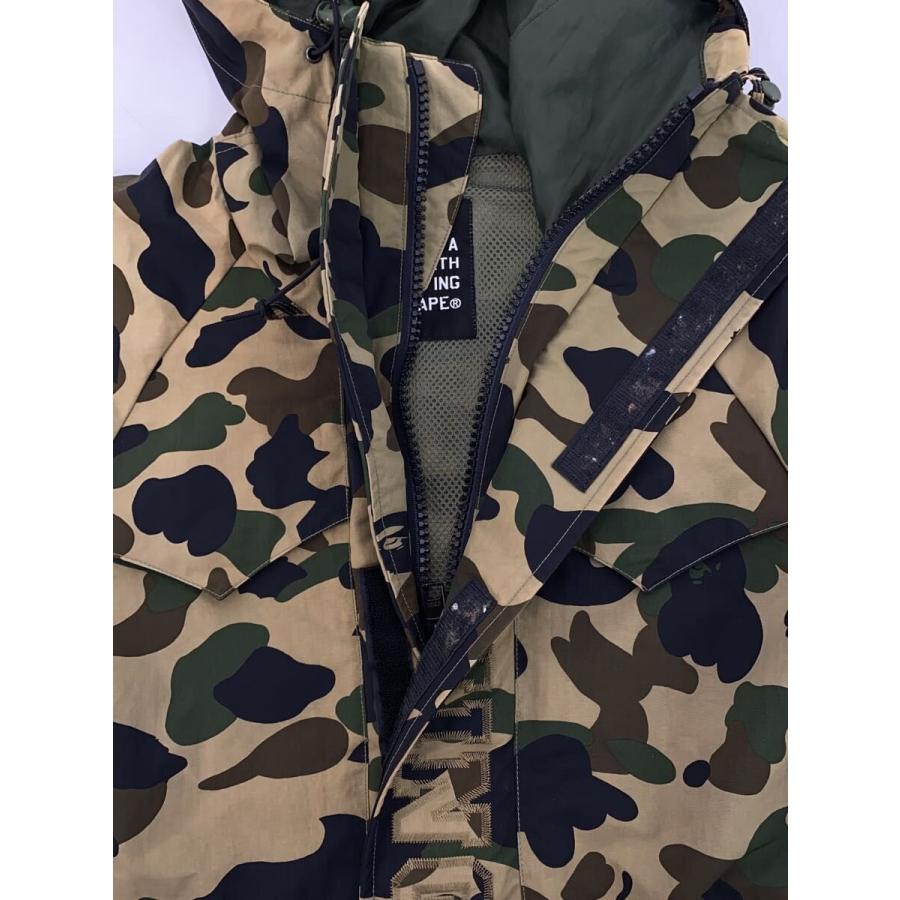 アベイシングエイプ サルカモ 迷彩 総柄 ナイロンジャケット Ｌ キムタク着用 A BATHING APE◇90s/スノボジャケット/サルカモ/M/ナイロン/カーキ