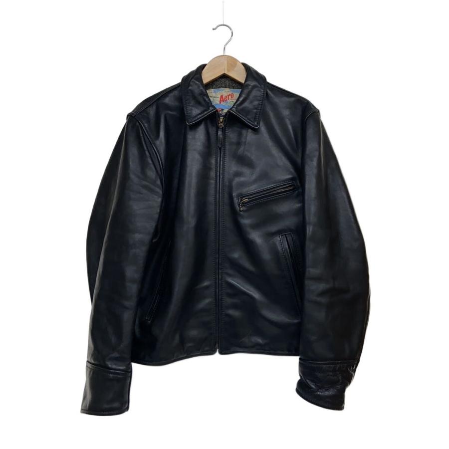 ★美品★ AERO LEATHER エアロレザーブラック レザージャケット 38 AERO LEATHER◇ハイウェイマン/レザージャケット・ブルゾン/38/牛革