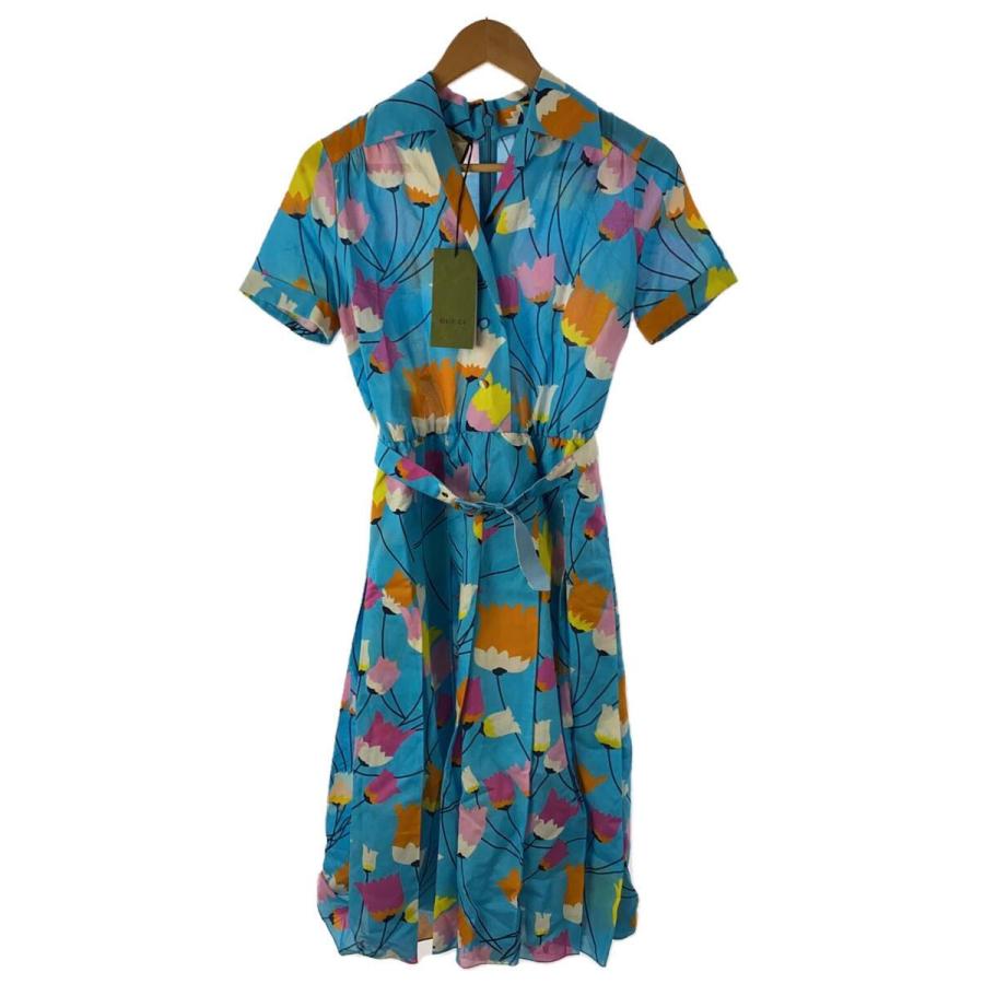 GUCCI◇半袖ワンピース/36/コットン/BLU/花柄/657935 ZAGVN  