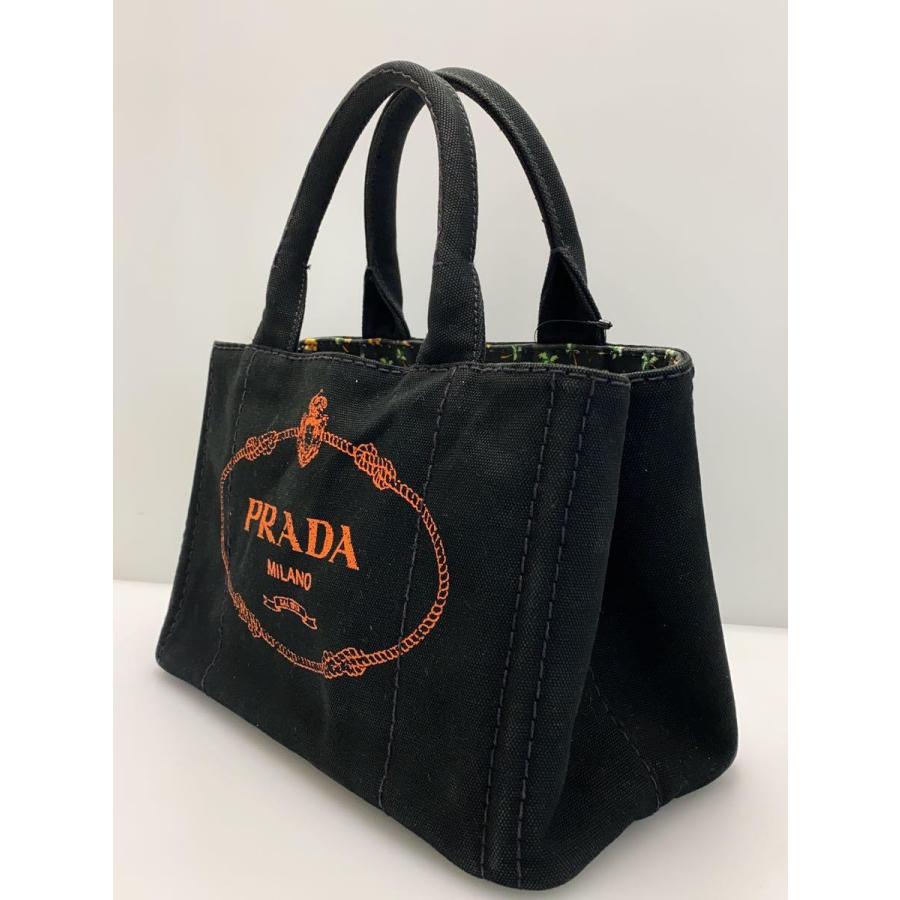 PRADA◆カナパトートバッグ/キャンバス/BLK/無地/※角スレ・ショルダー欠品｜ssol-shopping｜02