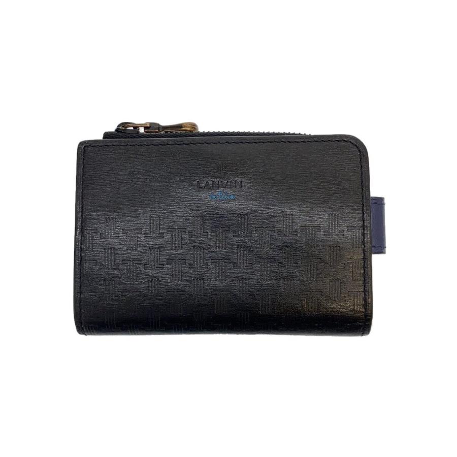 【新品未使用】LANVIN en Bleu 二つ折り財布 黒 LANVIN en Bleu◇2つ折り財布/レザー/BLK/メンズ : セカンドストリート