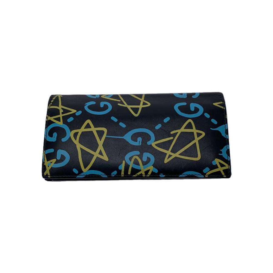 GUCCI◇長財布_ゴースト_GG＆スタープリント/レザー/NVY/メンズ
