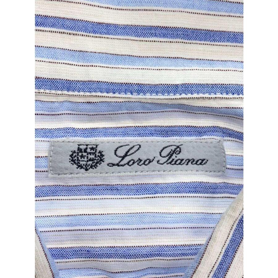 Loro Piana◇長袖シャツ/S/コットン/WHT/ストライプ/リネン混 