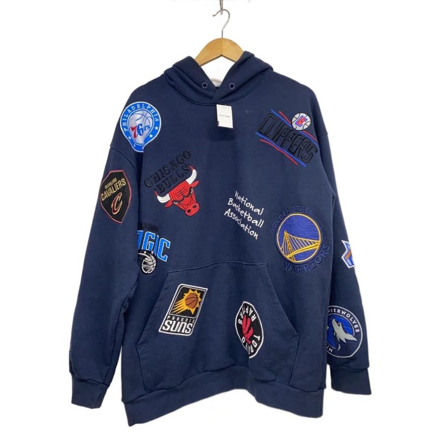 NBA◇別注ワッペン刺繍スウェットパーカー/L/コットン/NVY/NB-22AW-014 