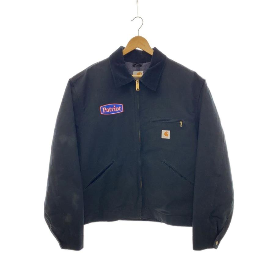 Carhartt◇ジャケット/USA製/デトロイトジャケット/企業ロゴ/XL/BLK 