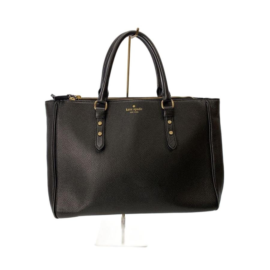 kate spade 黒 レザートートバッグ kate spade new york◇トートバッグ/レザー/BLK : セカンドストリート