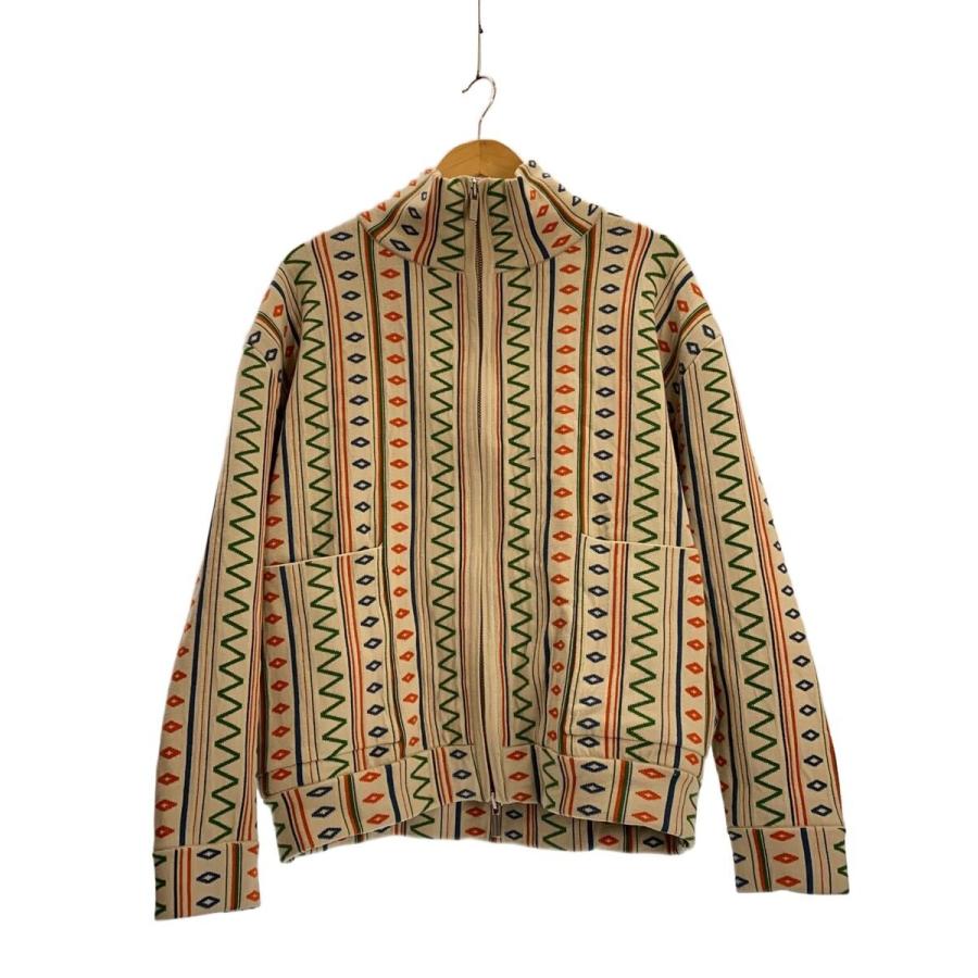 AMBERGLEAM◇JACQUARD KNIT DRIVERS JACKET/M/レーヨン/BEG/総柄