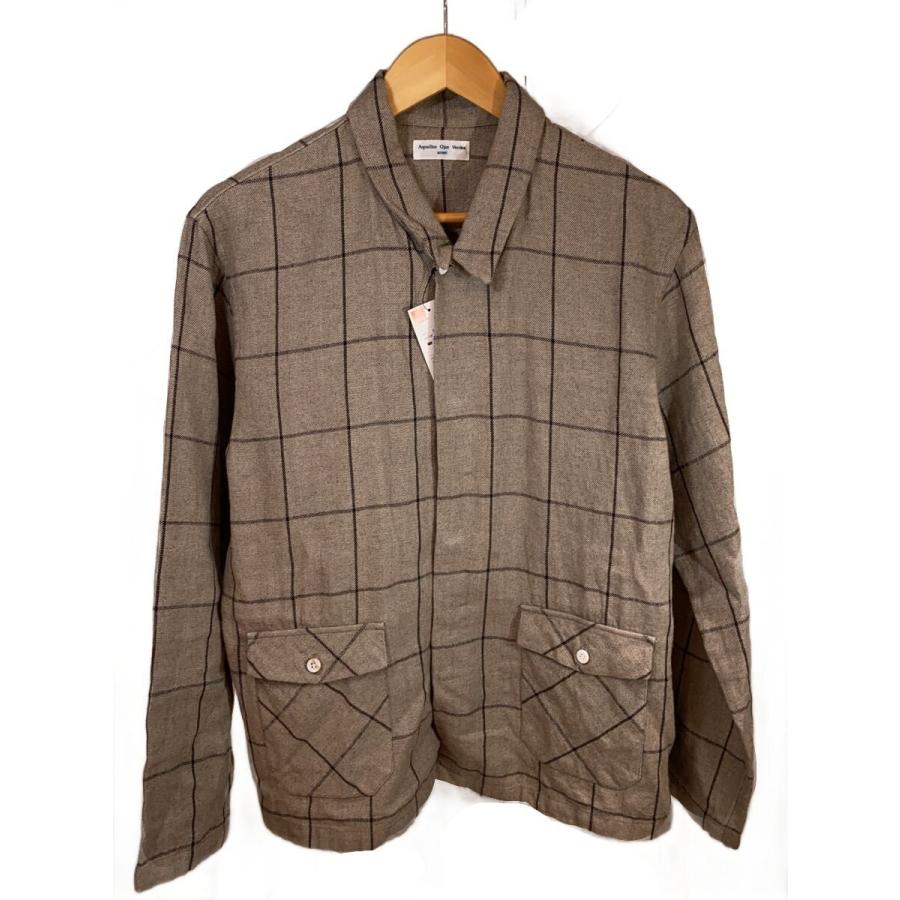 aquellos ojos verdes/長袖シャツ/2/リネン/BRW/チェック/AOV-02F-SC04