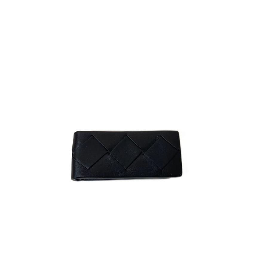 BOTTEGA VENETA◇マネークリップ/イントレチャート/小物/レザー/BLK