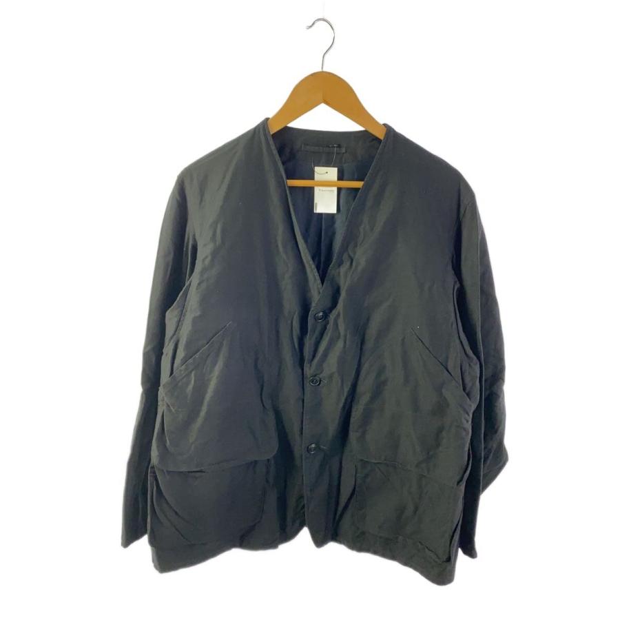 COMOLI◇21SS/コットンサテンハンティングジャケット/1/コットン/BLK