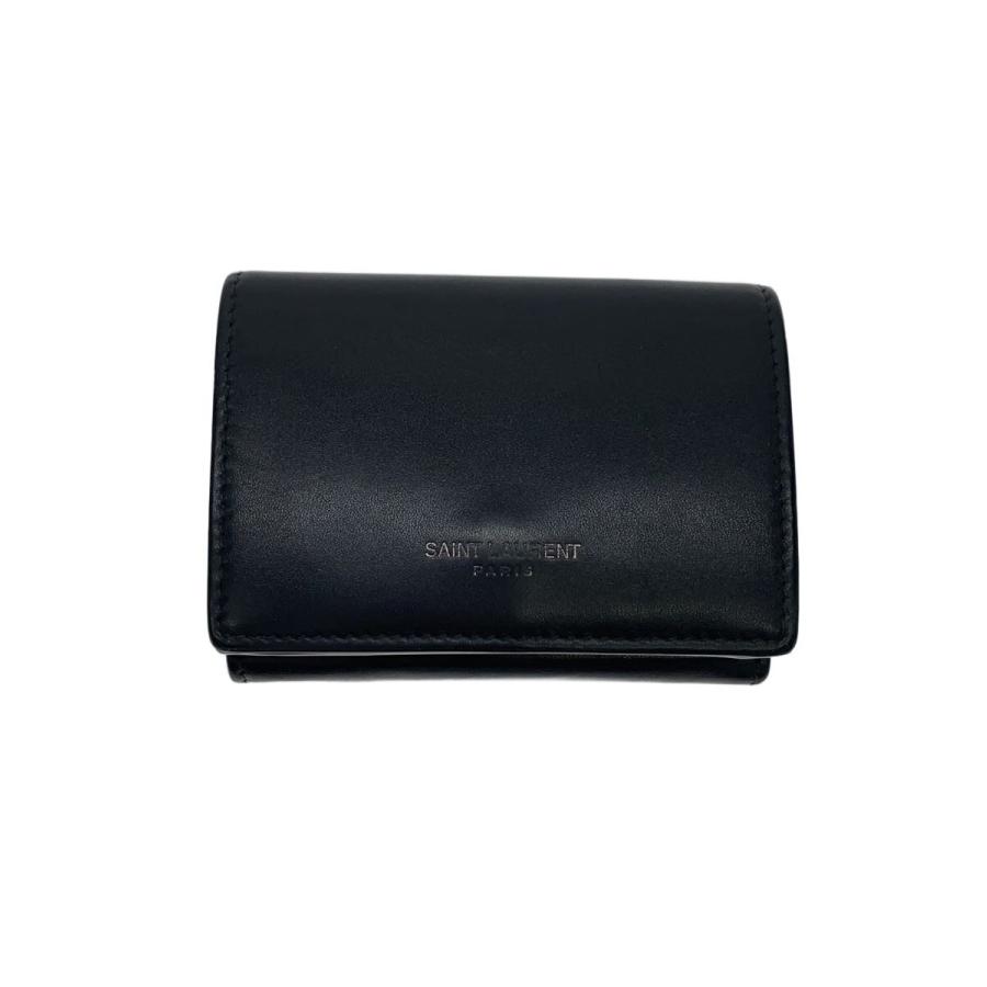 SAINT LAURENT / 3つ折り財布/レザー/BLK/無地/メンズ/TGN459996・1024 SAINT LAURENT◇タイニー/3つ折り財布/レザー/BLK/メンズ/TGN459996