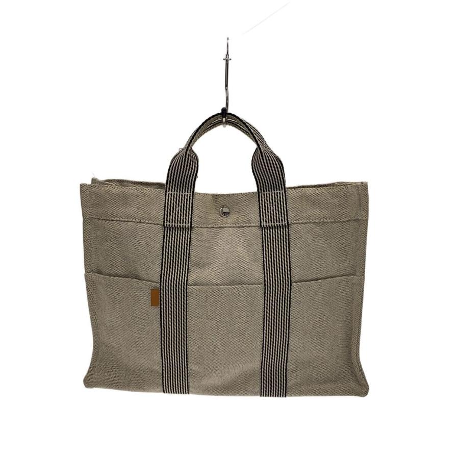 HERMES◇フールトゥMM/トートバッグ/キャンバス/GRY/無地// : セカンド