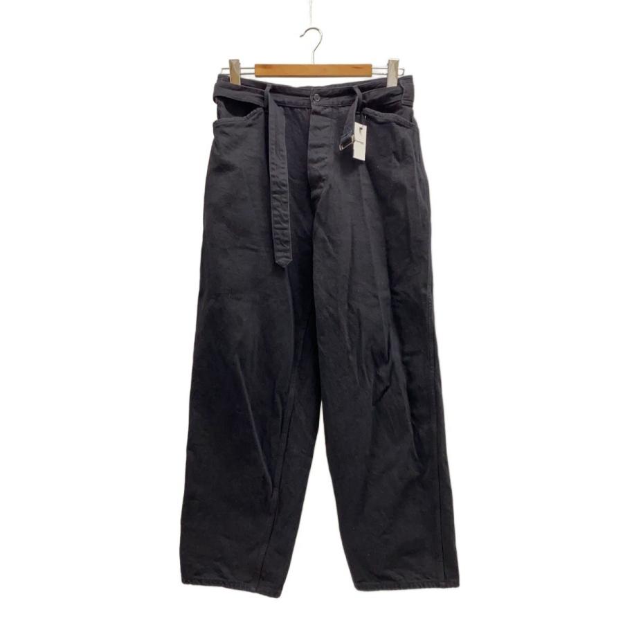 comoli ベルテッドデニム 20aw COMOLI◇20AW/デニム ベルテッドパンツ/1/コットン/BLK/無地/S03-03012
