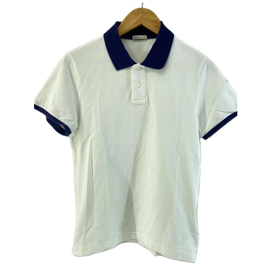 ★新品未使用MONCLER ホワイト ネイビー ポロシャツ MONCLER◇ポロシャツ/S/コットン/WHT/B10918309850 84556 : セカンド