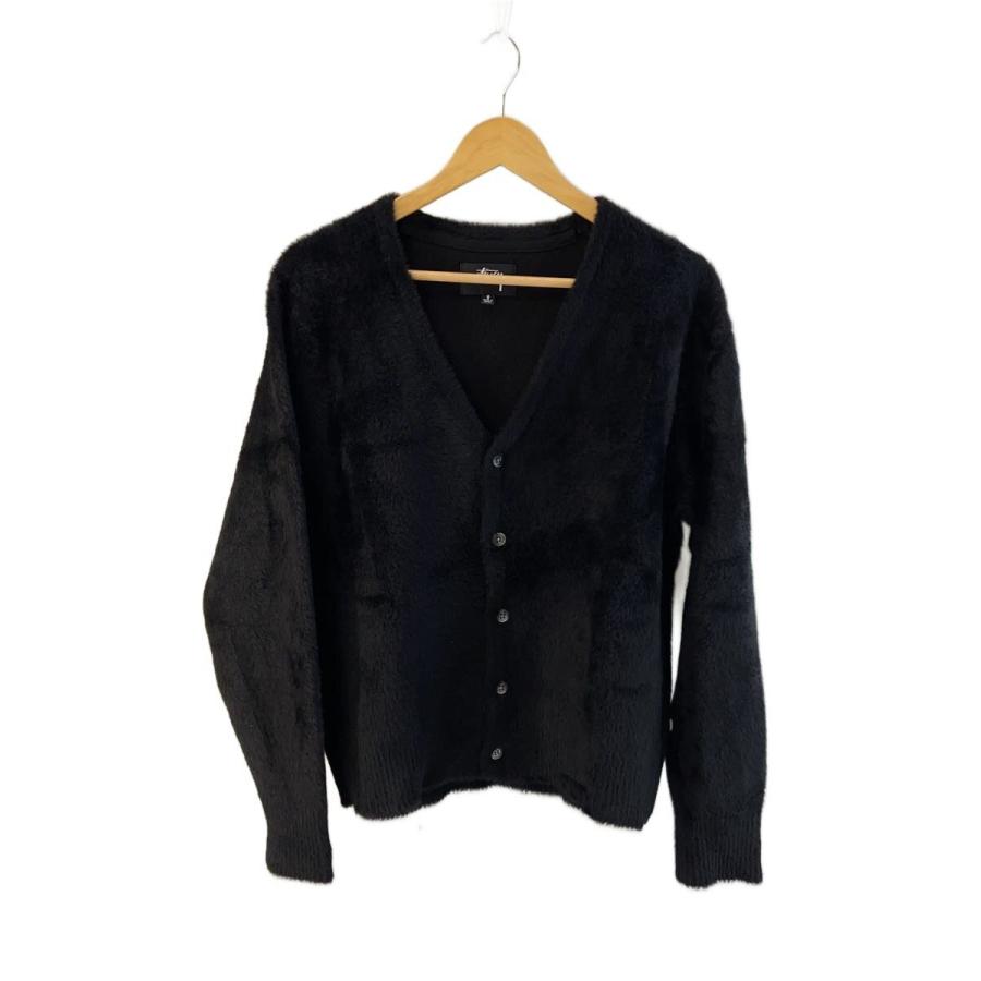 STUSSY◇カーディガン(厚手)/S/ナイロン/BLK/117094/24ss/シャギー