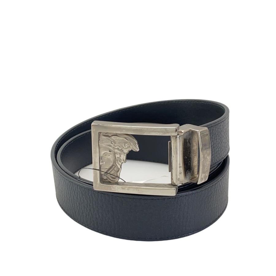 VERSACE◇メデューサバックル/ベルト/レザー/ブラック/メンズ