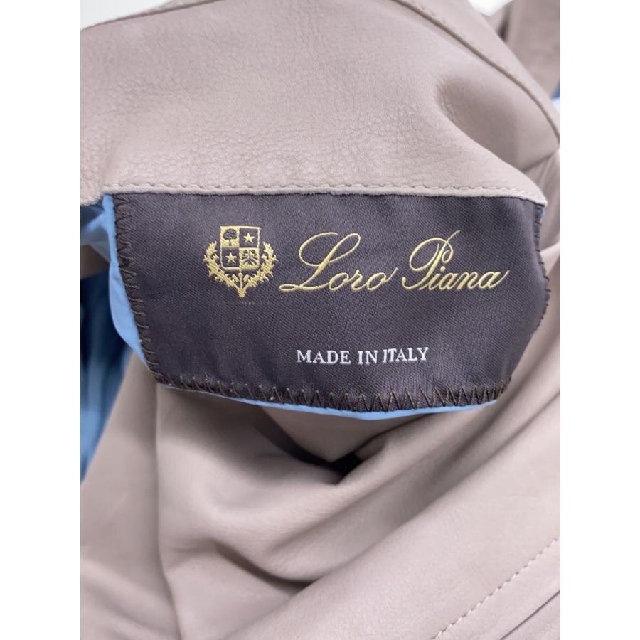 Loro Piana◇リバーシブルレザージャケット/L/レザー/ベージュ×ブルー