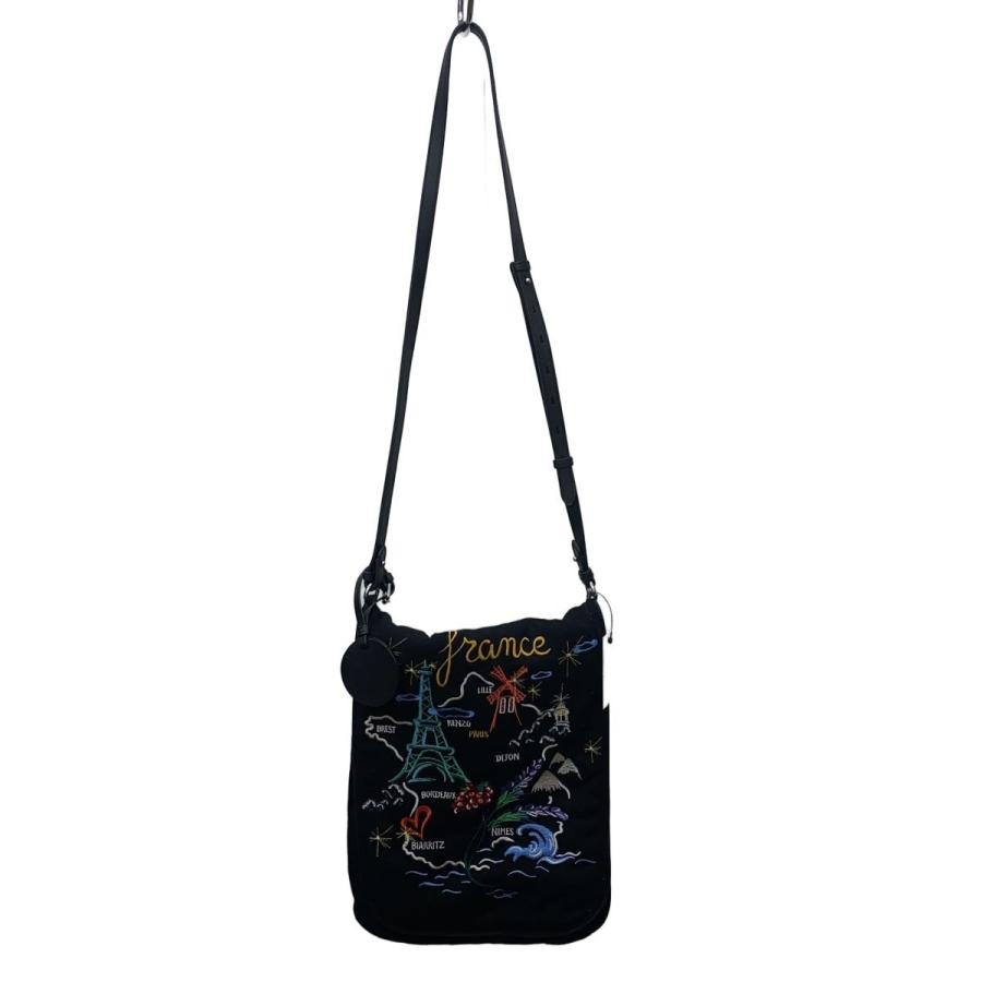 KENZO◇リバーシブルサテンバッグ/ショルダーバッグ/ウール/BLK