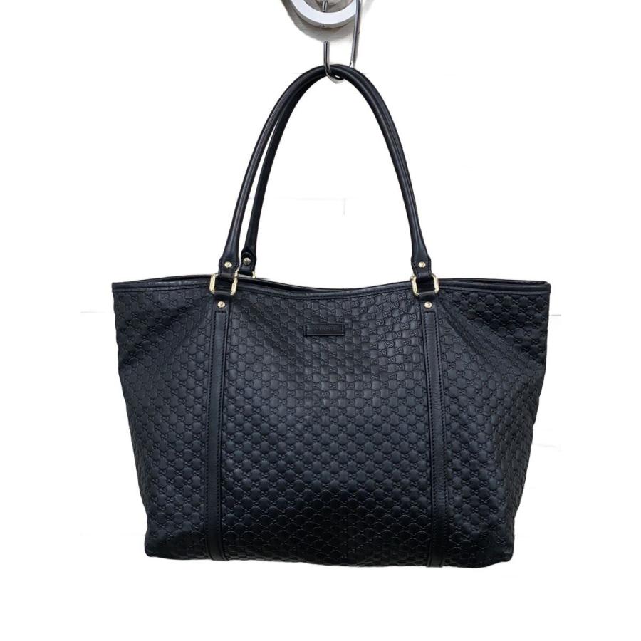 グッチ トートバッグ シマ レザー 大容量 GG柄 ブラック GUCCI◇トートバッグ_マイクログッチシマ/レザー/BLK : セカンド