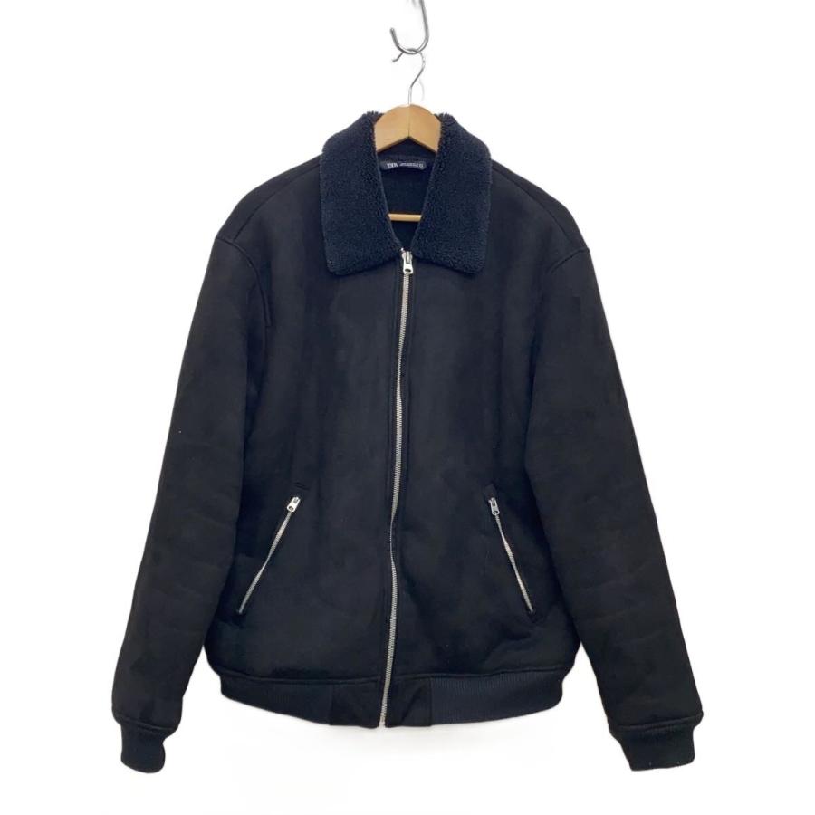 ZARA◇ダブルフェイスフェイクスエードジャケット/44/ポリエステル/BLK