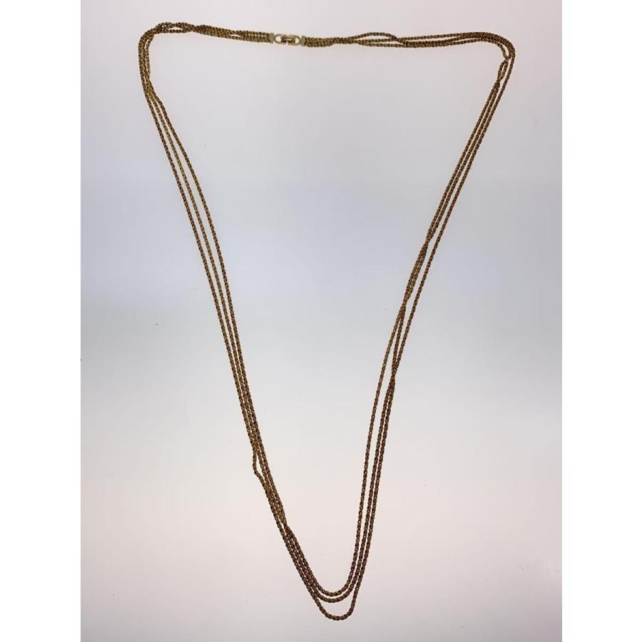 Christian Dior◇3連チェーンネックレス/メッキ/GLD/トップ無