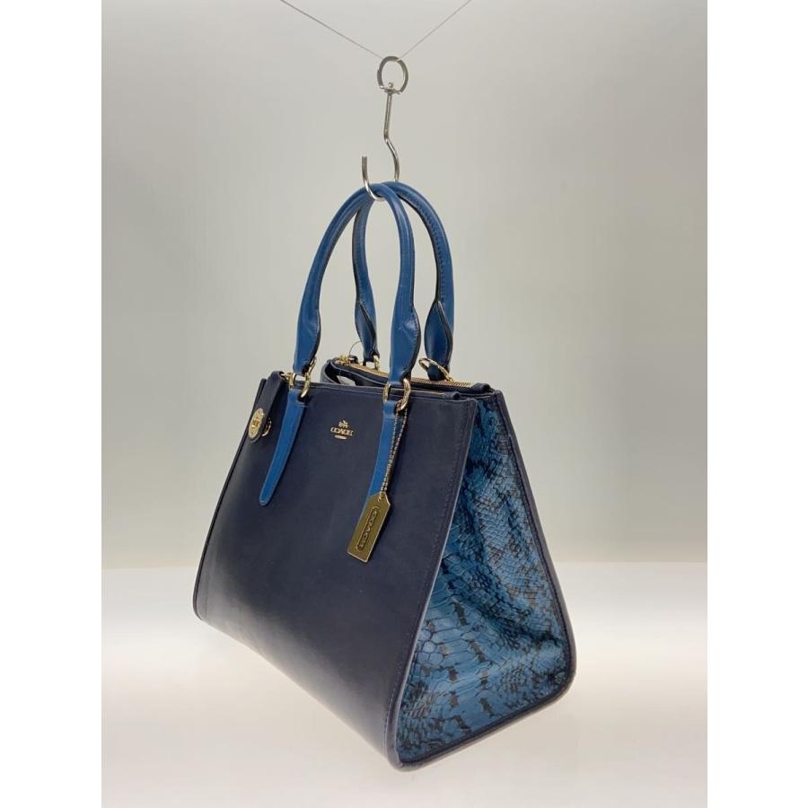 COACH◇パイソン柄2WAYショルダーバッグ/レザー/NVY/総柄