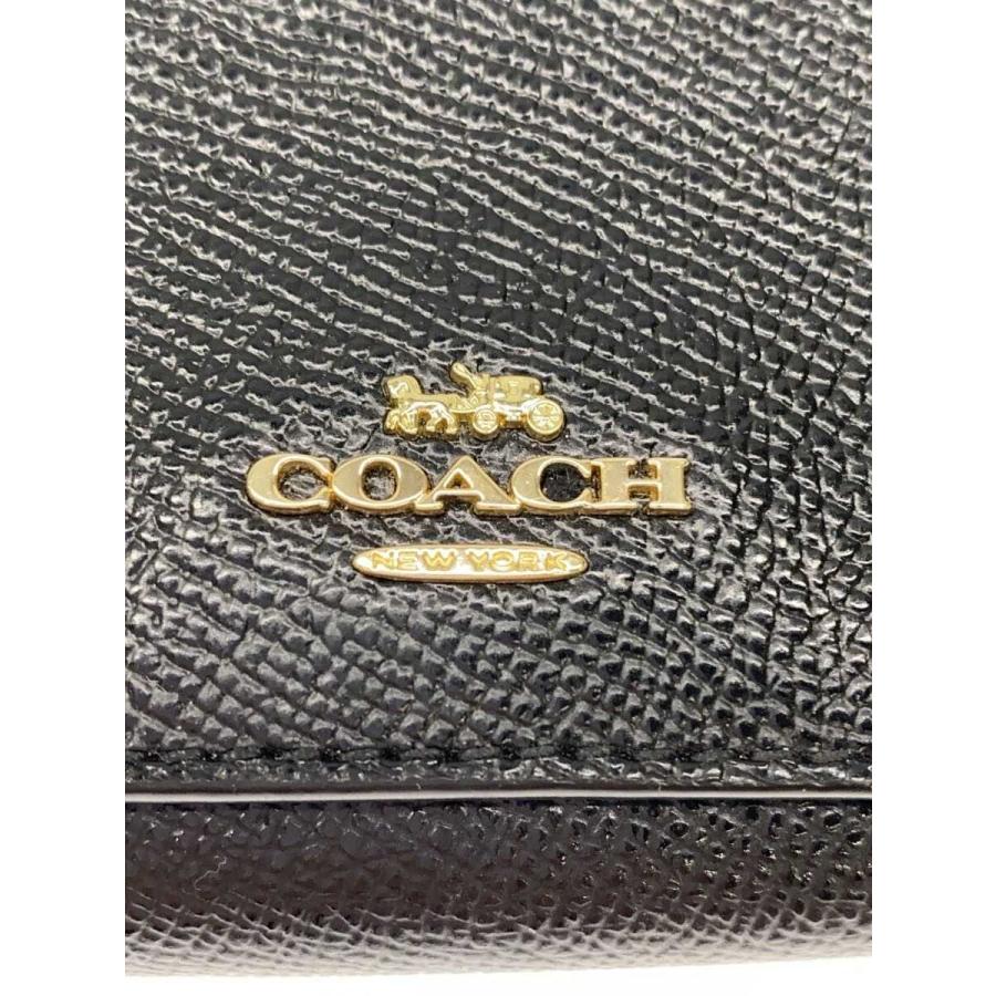 COACH◇スモール トライフォールドウォレット/3つ折り財布/--/BLK/無地