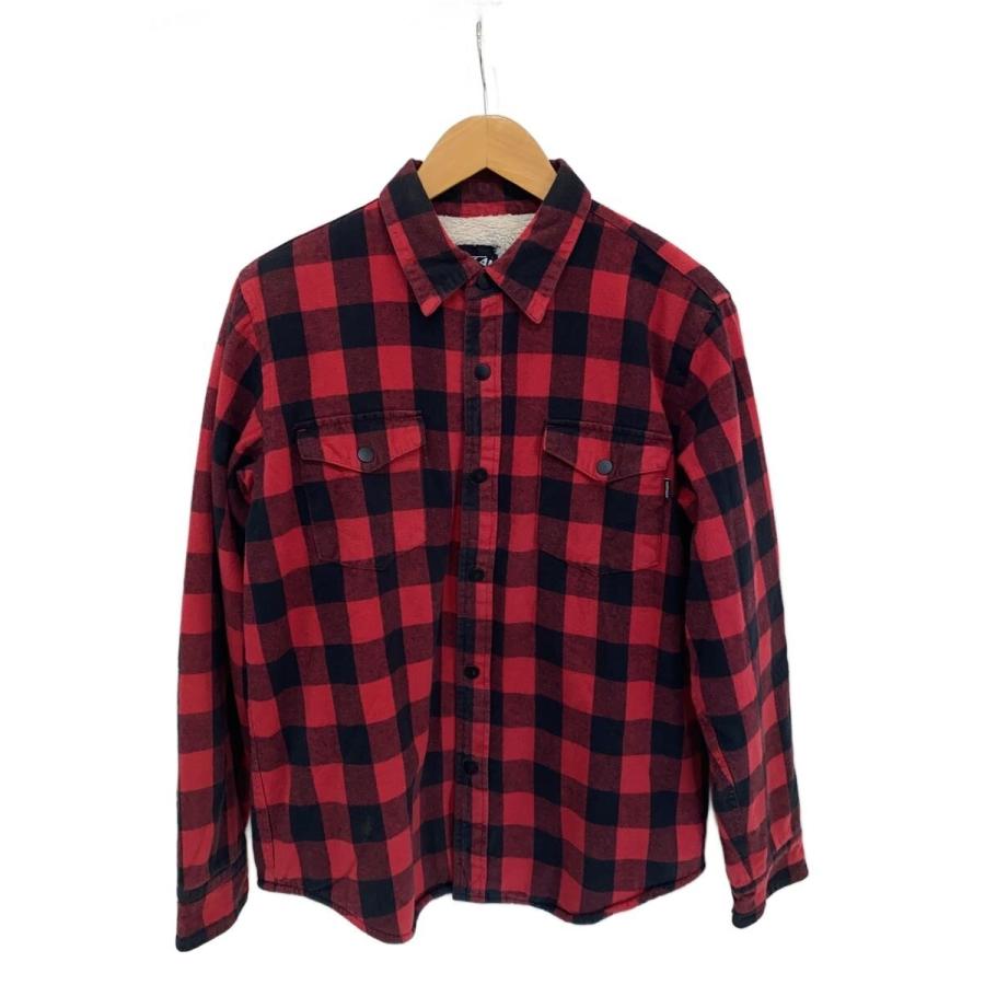 STUSSY◇裏ボア/ジャケット/M/コットン/RED/チェック : セカンド